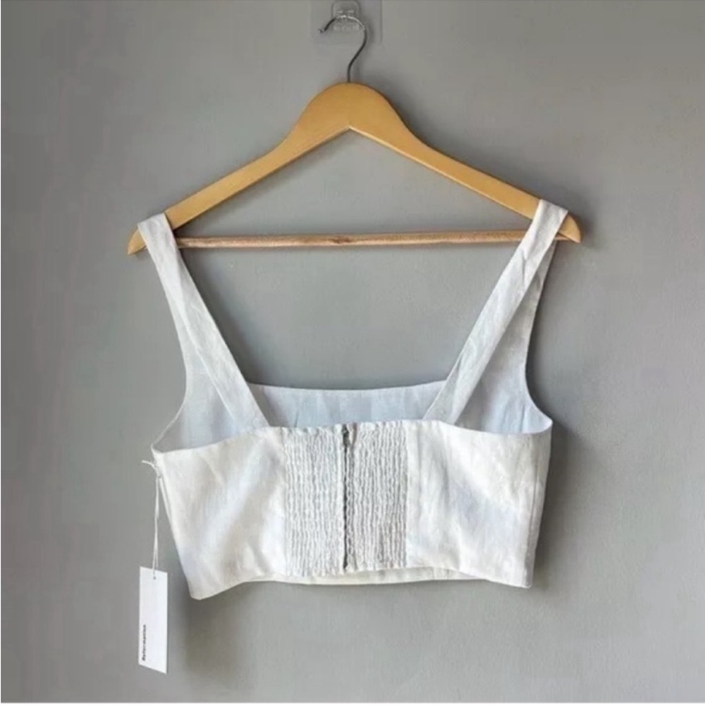 Reformation Pepper Linen Two Piece Skirt Top White Size 6 - Picture 6 of 10